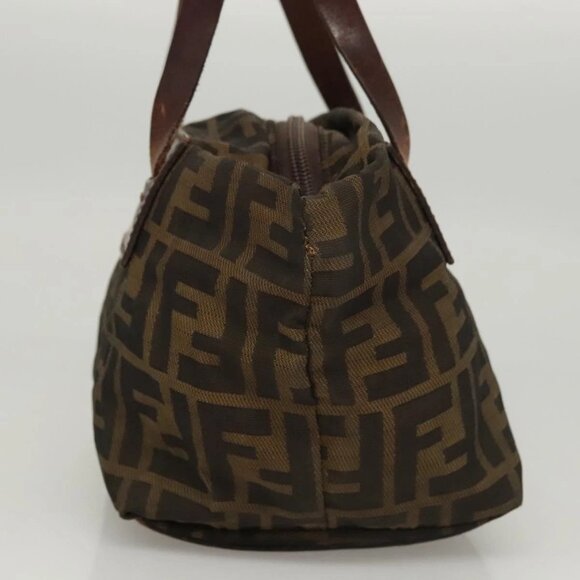 FENDI Zucca Canvas Hand Bag Black Brown Auth - Picture 4 of 15